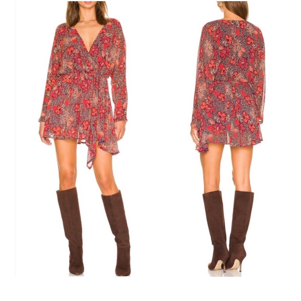 FREE PEOPLE Teegan Mini Dress Peach Combo Size XSmall NWT‎